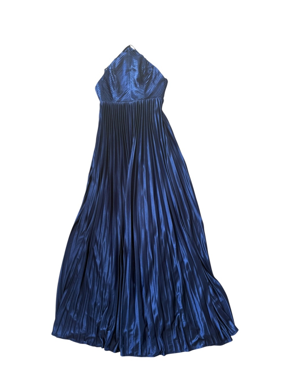 Lulu's Navy Pleated Satin Strapless Dress